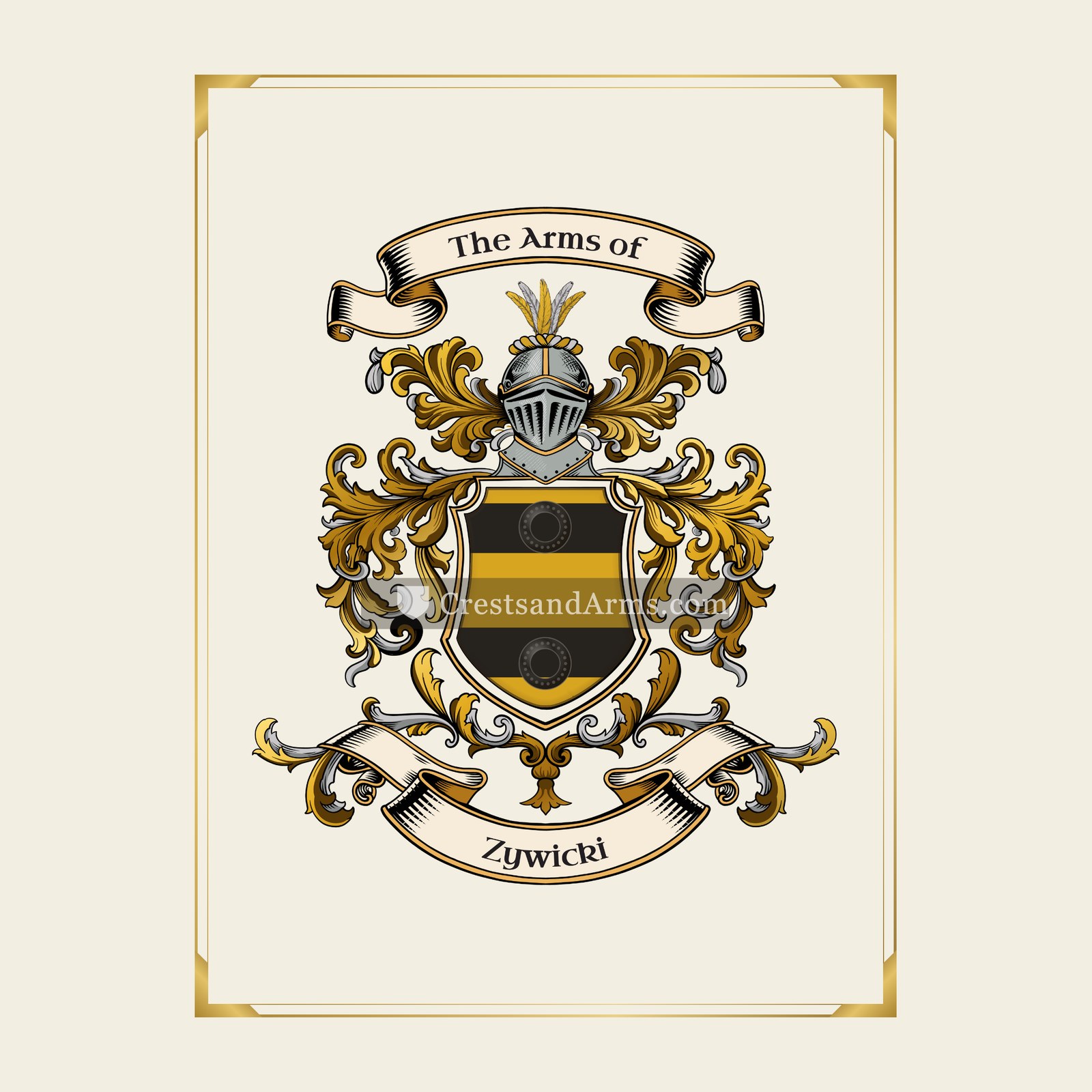 With gold border